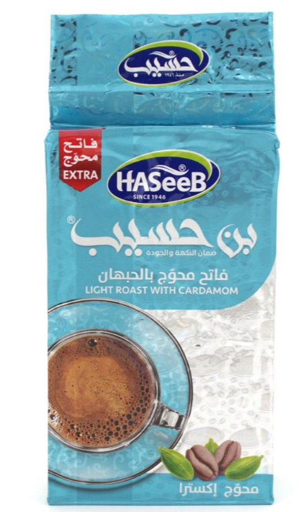 HASEEB KAFFE PLUSS KARDEMOM BLÅ 500G X 10
